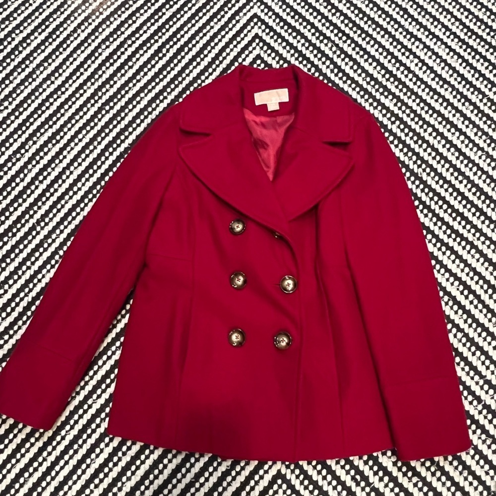 MICHAEL Michael Kors Bold Red Pea Coat